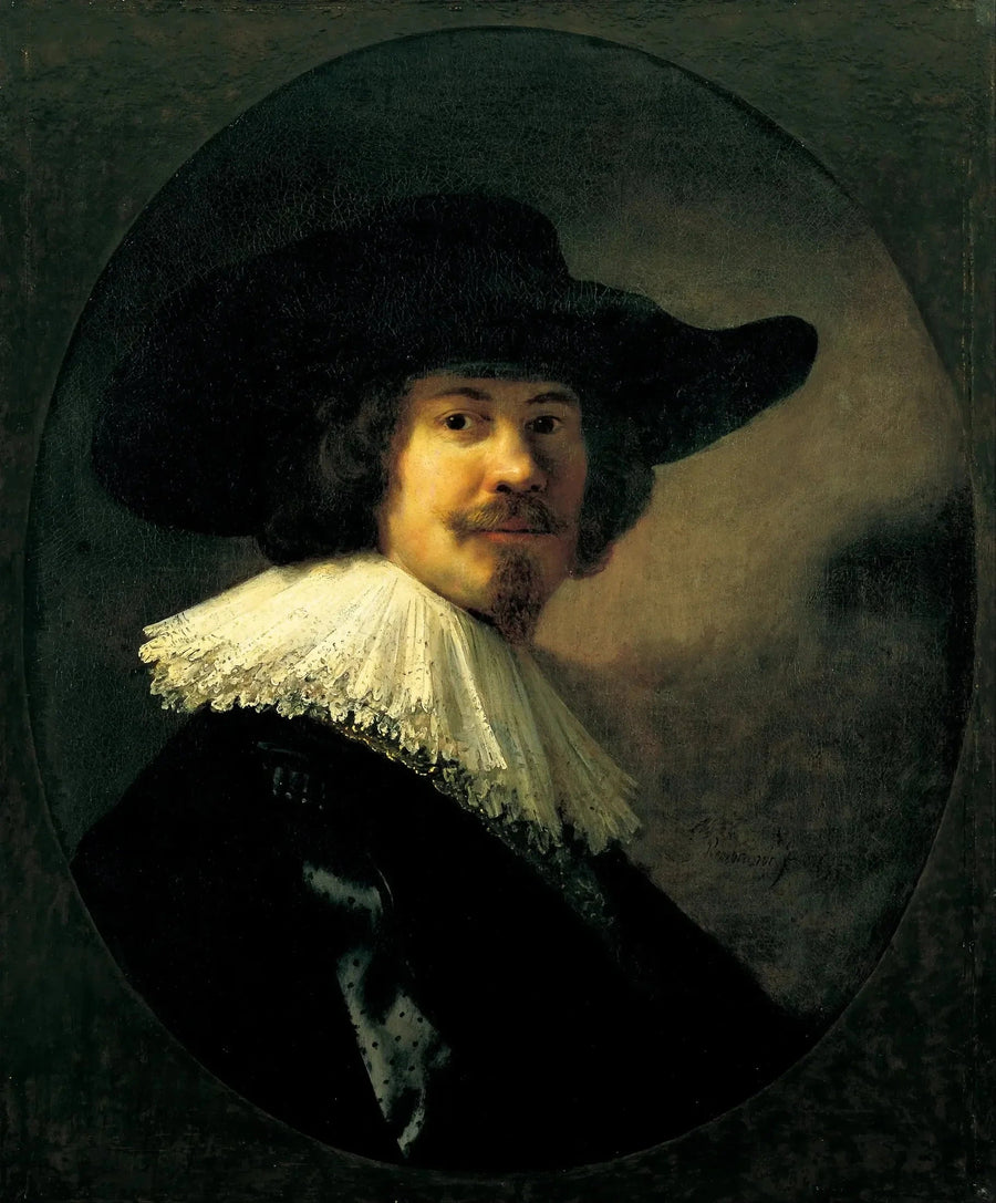 Retrato de un hombre con sombrero de ala ancha - Rembrandt
