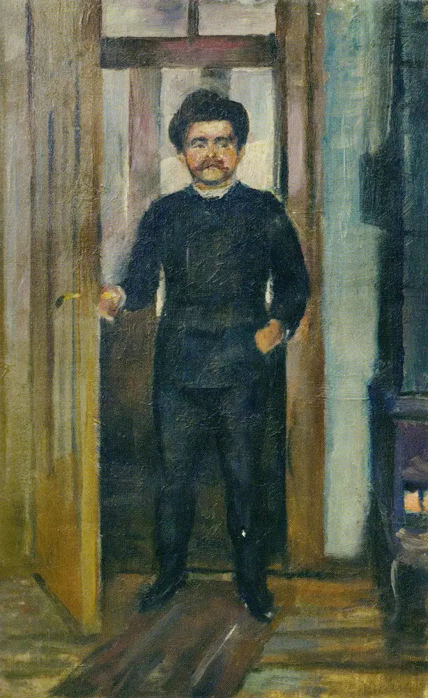 Hombre de pie en el umbral del puerto - Edvard Munch