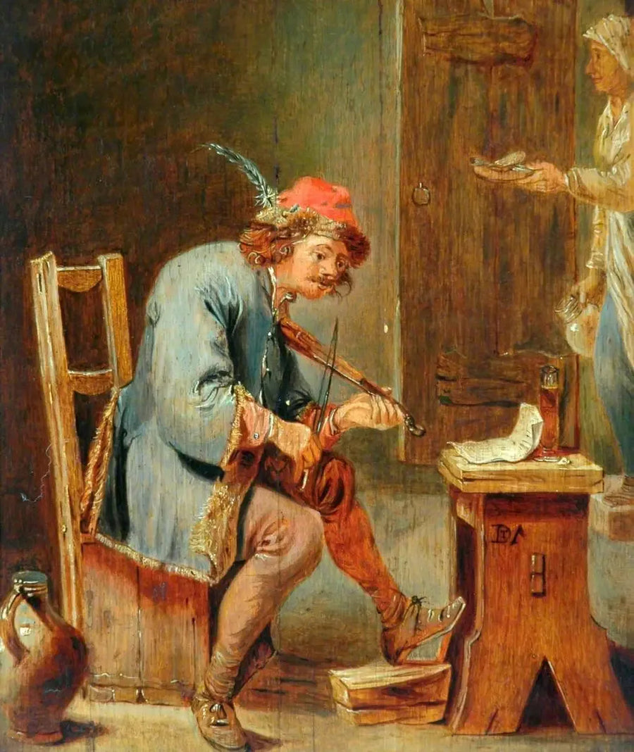 Hombre tocando el violín - David Teniers el Joven