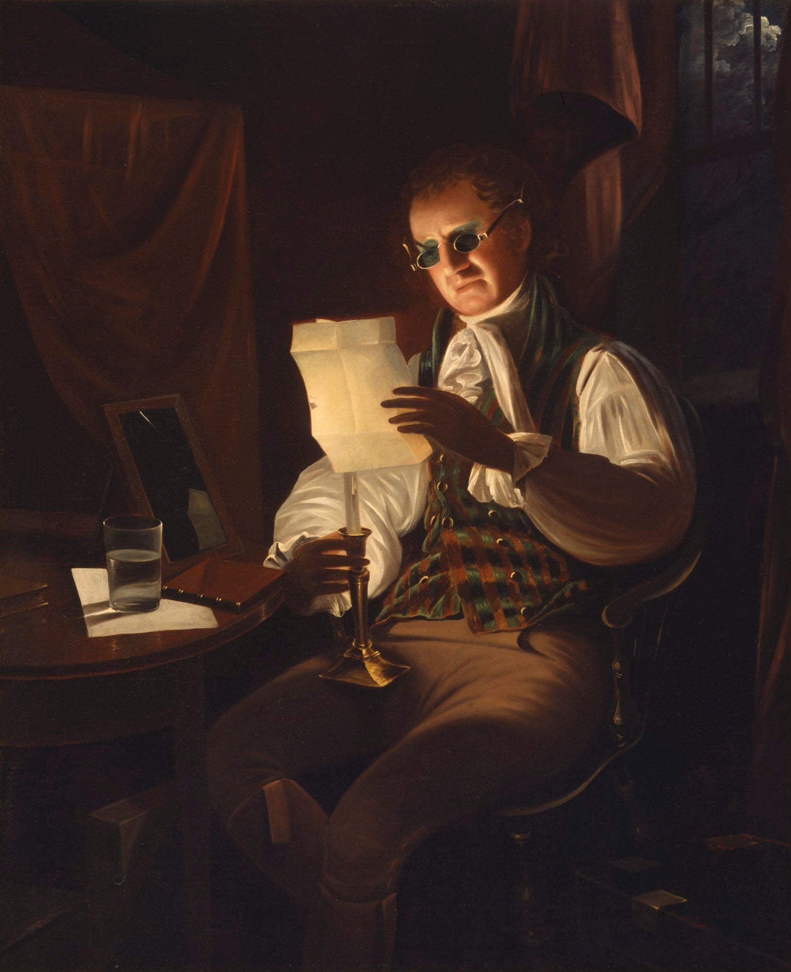 Homme lisant à la lueur des bougies - Rembrandt Peale - Alpha Reproduction