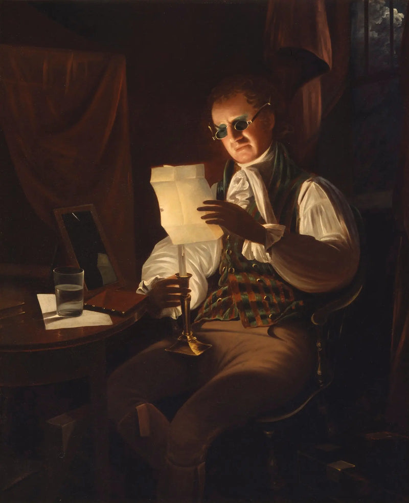Hombre leyendo a la luz de las velas - Rembrandt Peale
