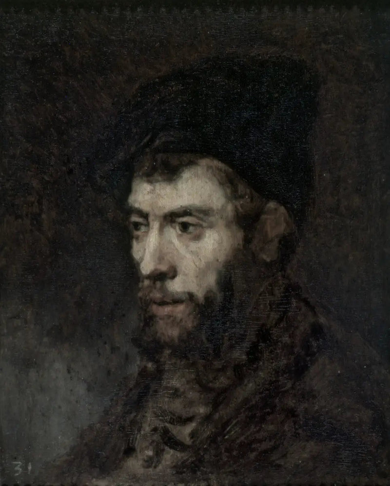 Hombre con boina mirando hacia la izquierda - Rembrandt