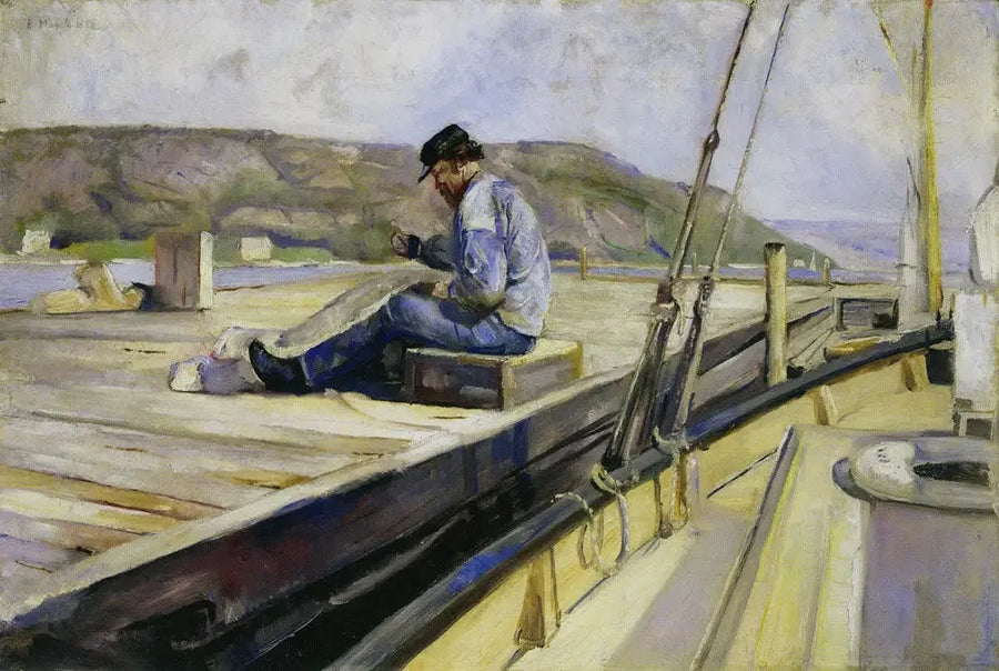 Hombre reparando una red - Edvard Munch