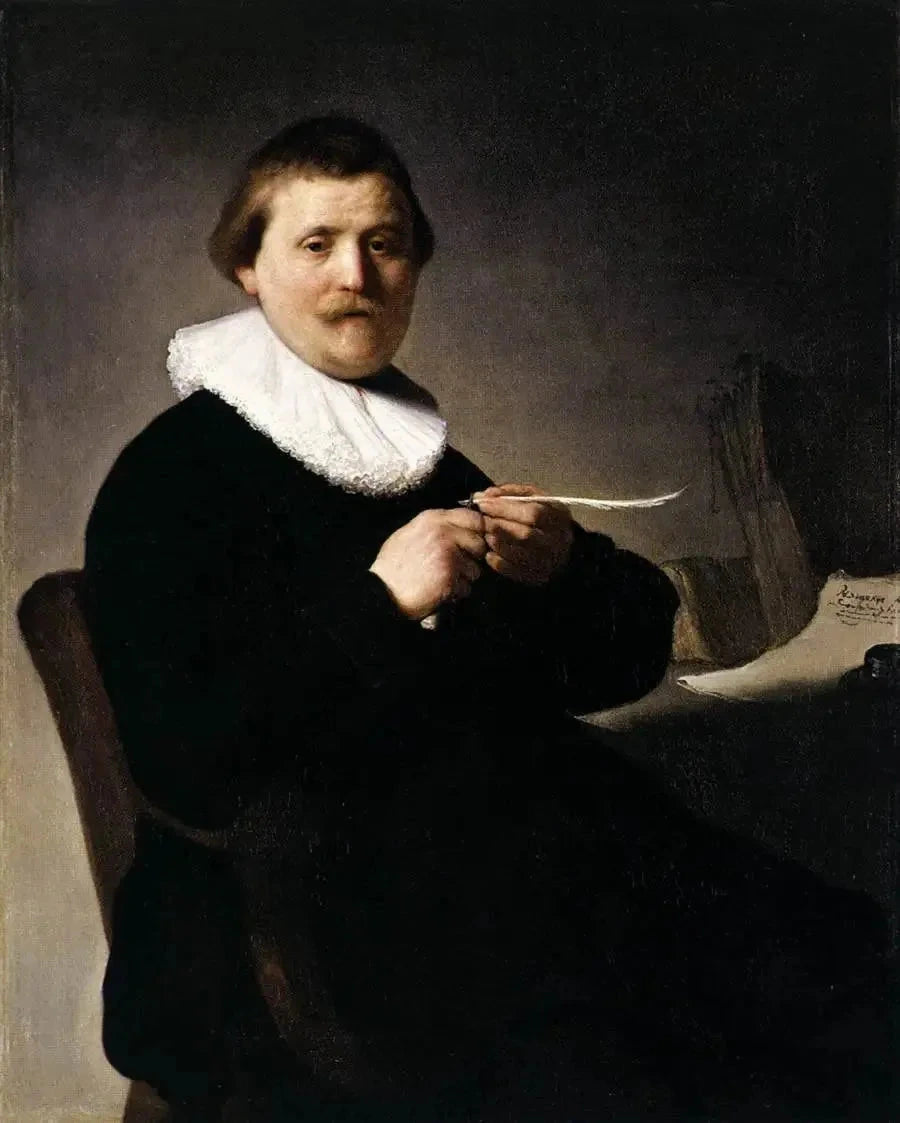 Retrato de un hombre afilando su pluma - Rembrandt