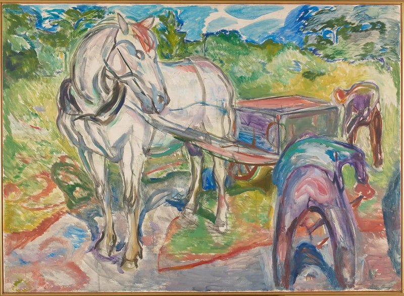Hombres cavando con caballo y carro - Edvard Munch