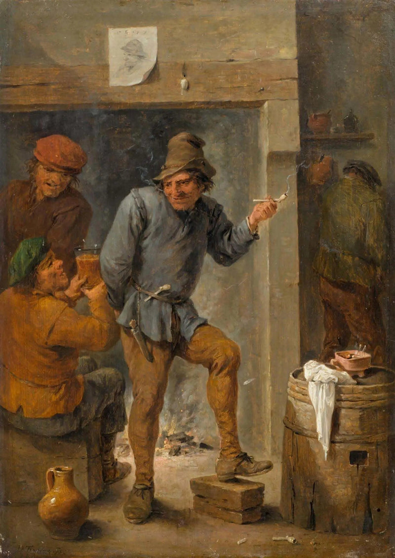Hombres fumando y bebiendo en una taberna - David Teniers el Joven
