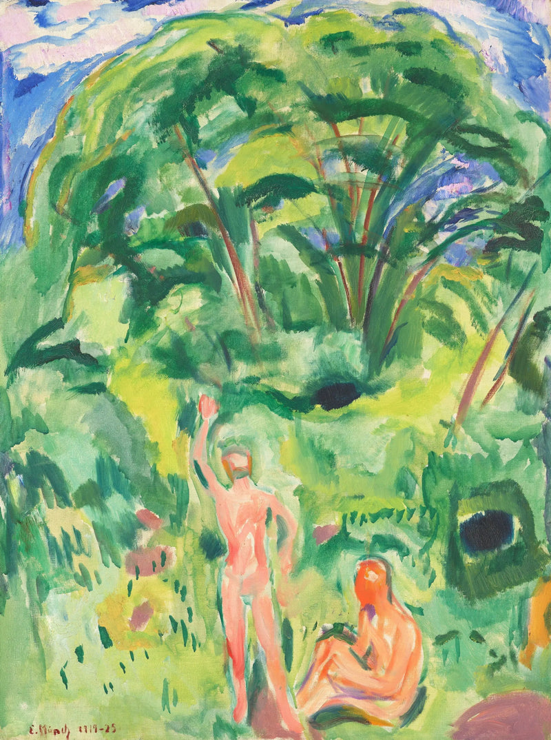 Hombres desnudos en el bosque - Edvard Munch