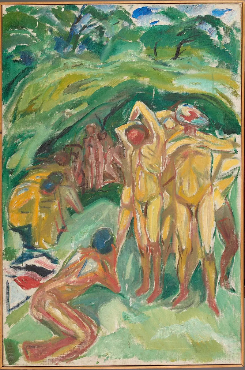 Hombres desnudos en el bosque - Edvard Munch