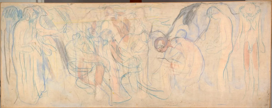 Hombres desnudos en un paisaje - Edvard Munch