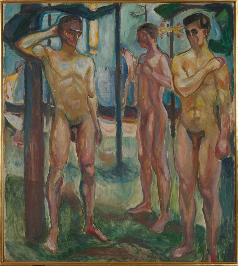 Hombres desnudos en un paisaje - Edvard Munch