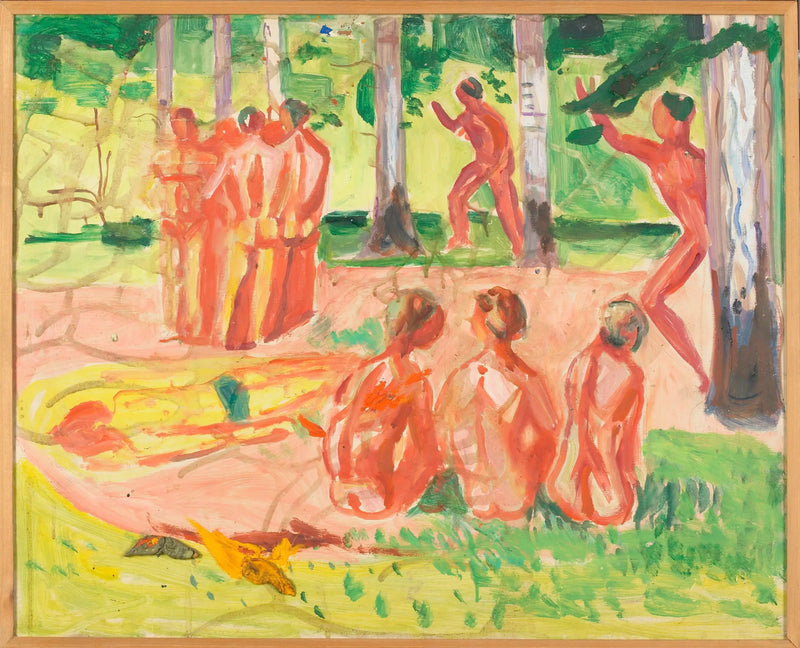 Hombres desnudos en un bosque de abedules - Edvard Munch