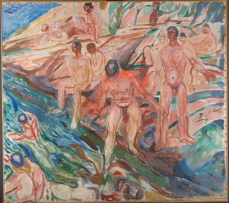 Hombres bañándose en las rocas - Edvard Munch