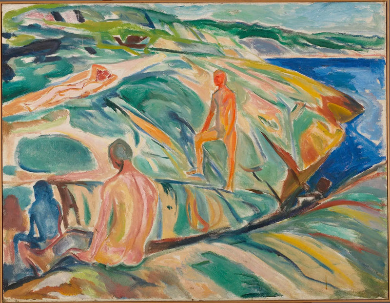 Hombres bañándose en las rocas - Edvard Munch