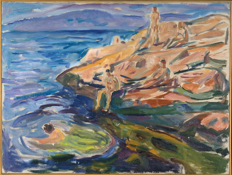 Hombres bañándose en las rocas - Edvard Munch