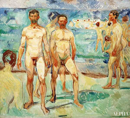 Hommes sur la plage - Edvard Munch - Reproductions de tableaux et peintures haut de gamme