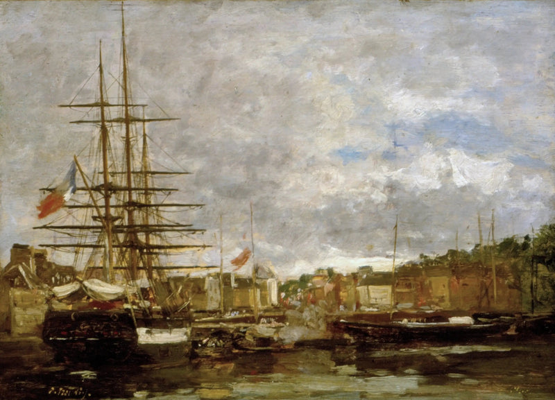 Honfleur - Barcos amarrados en el puerto - Eugène Boudin