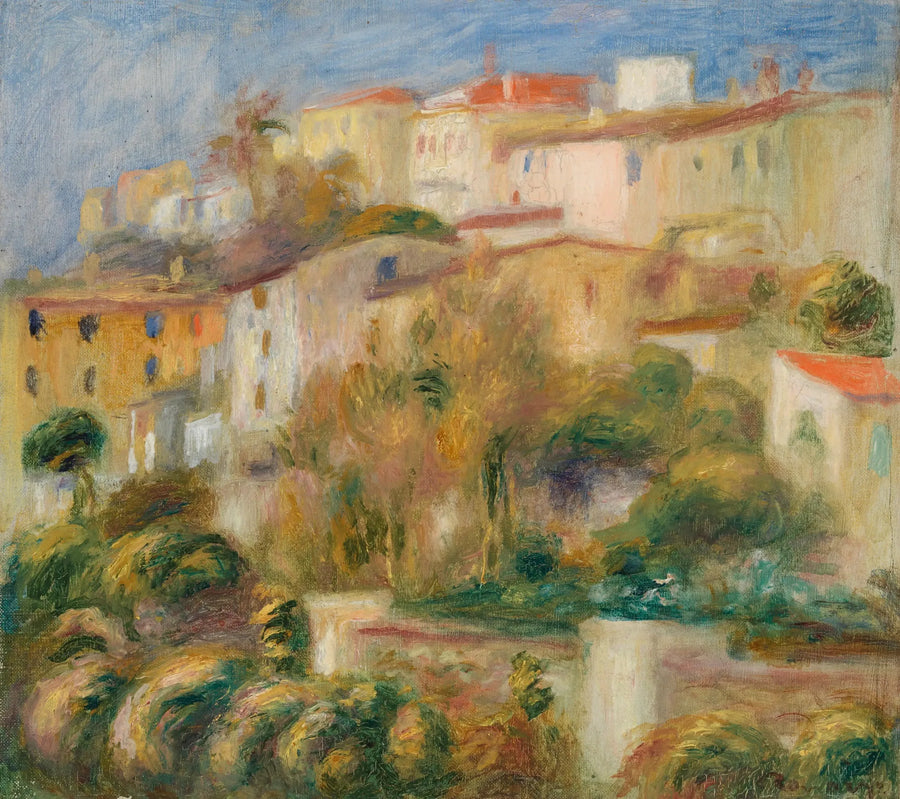 Casas en una colina (Grupo de casas en una ladera) - Pierre-Auguste Renoir