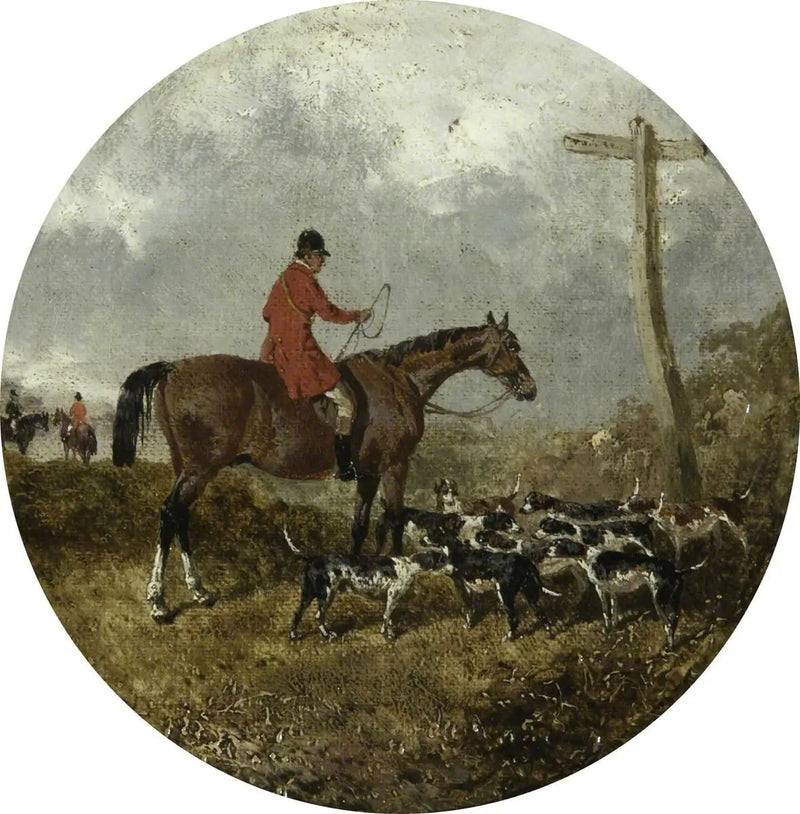 Ocho escenas circulares de caza de zorros: cazador y perros - John Frederick Herring, Sr.