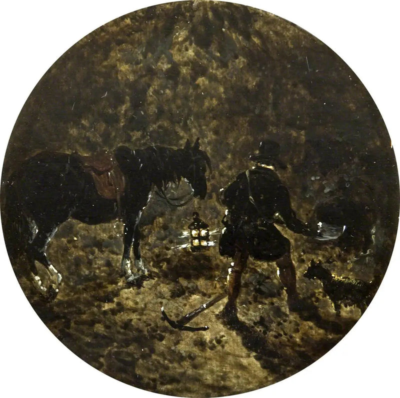 Ocho escenas circulares de caza de zorros: la Tierra se detiene por la noche - John Frederick Herring, Sr.