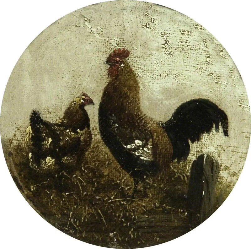Ocho escenas de granja circulares: gallo y gallina - John Frederick Herring, Sr.