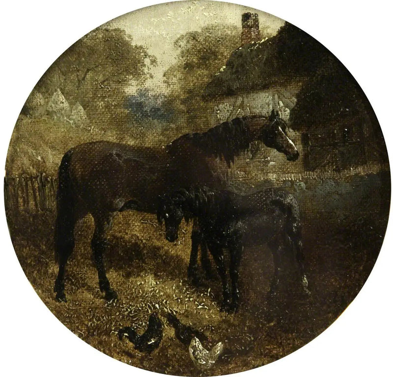 Ocho escenas de granja circulares: yegua y potro - John Frederick Herring, Sr.