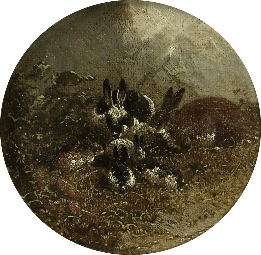 Huit scènes de ferme circulaires : lapins - John Frederick Herring, Sr. image 1 copie de tableau peinte à la main