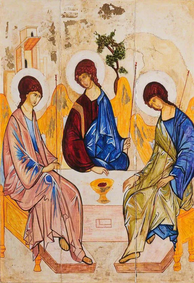 Ícono que representa la Trinidad del Antiguo Testamento (La hospitalidad de Abraham) - Andreï Roublev