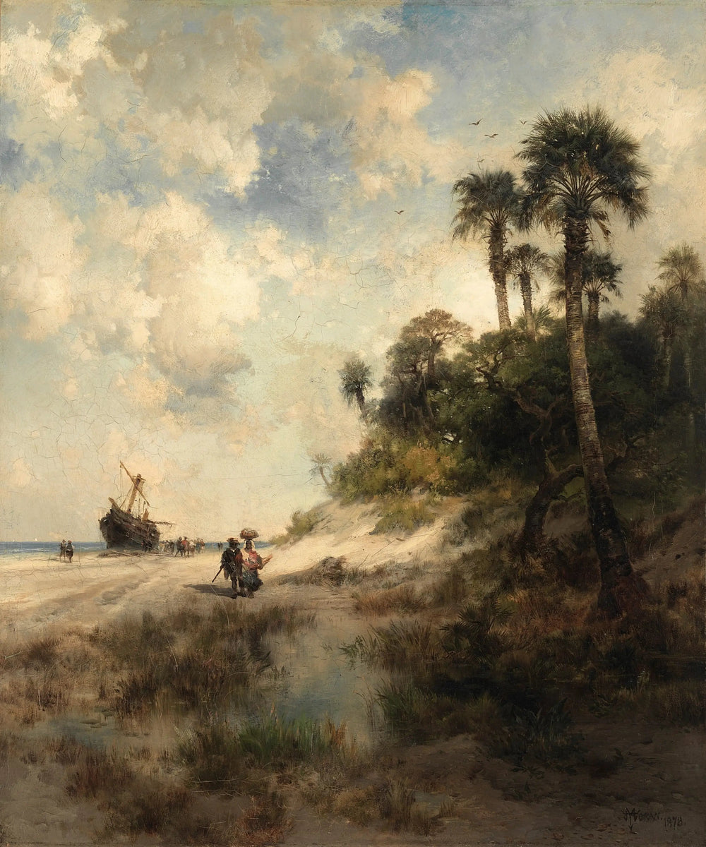 Île de Fort George, Floride - Thomas Moran image 1 reproduction de peinture à l’huile