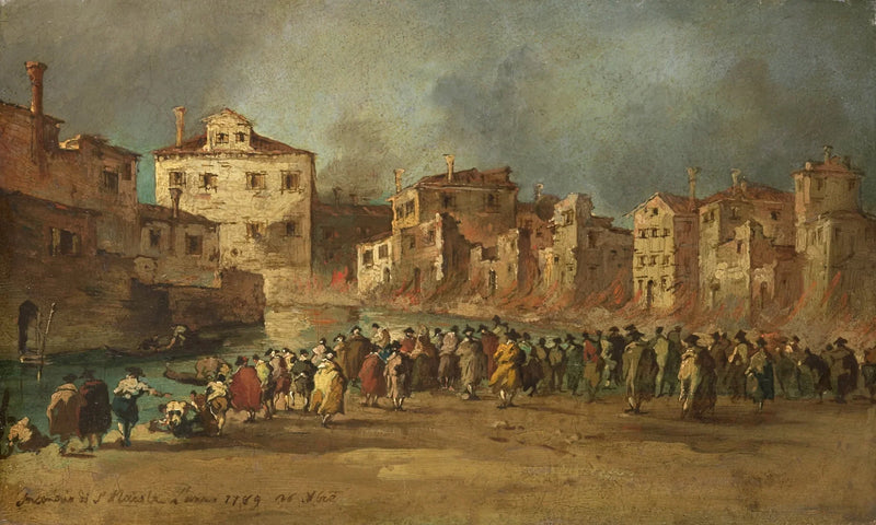 Incendio en el depósito de aceite de San Marcuola, Venecia, 28 de noviembre de 1789 - Francesco Guardi