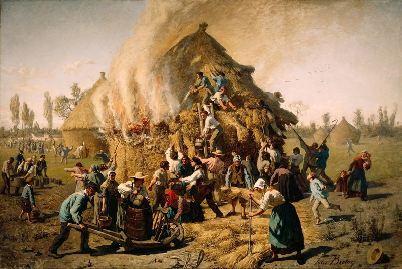 Incendio en un fardo de heno - Jules Breton