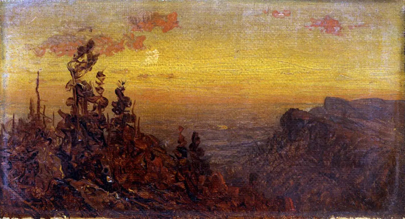 Indios en la fogata - Amanecer de luna - Sanford Robinson Gifford