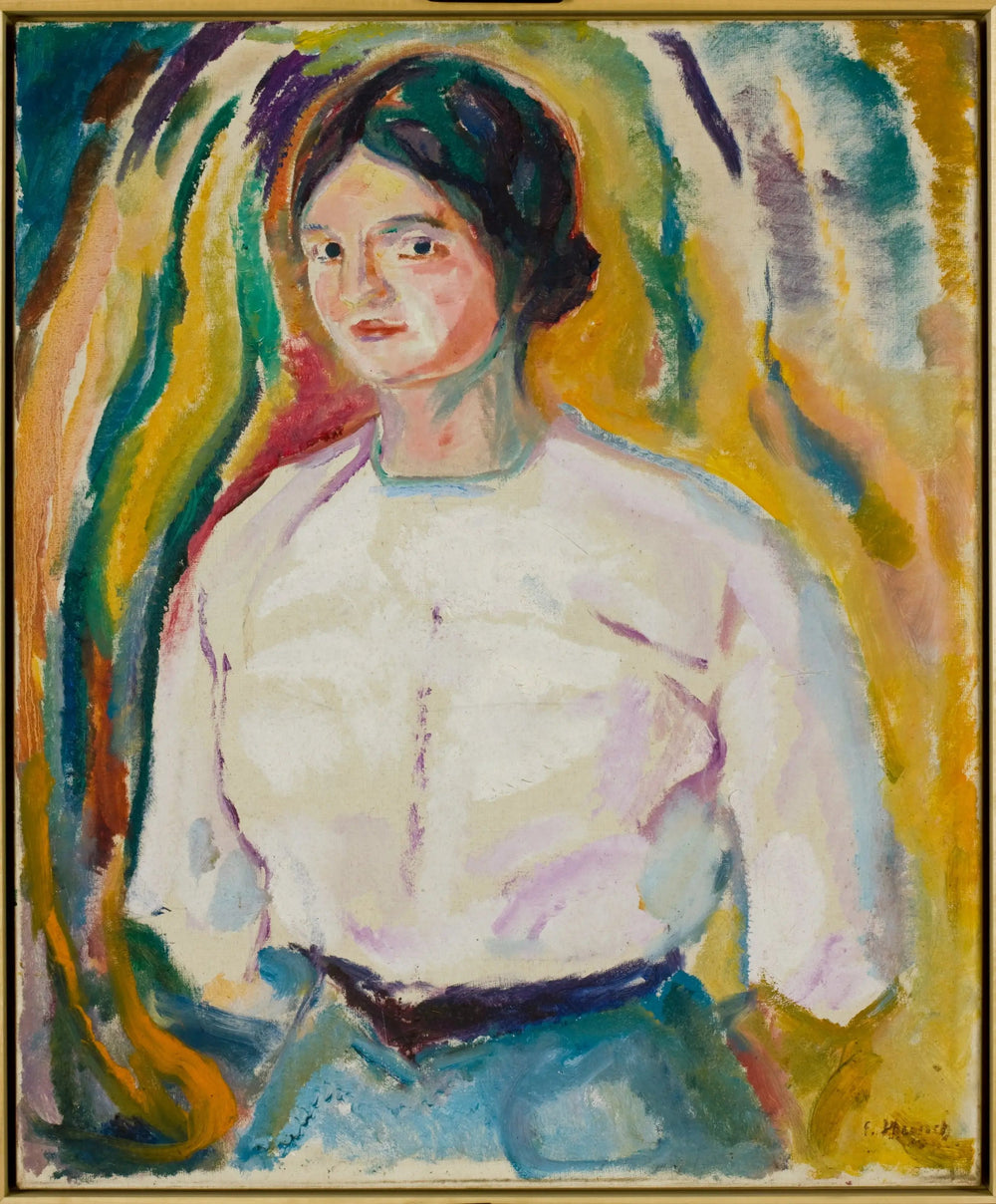 Ingeborg avec ses mains derrière son dos - Edvard Munch image 1 reproduction artisanale de tableau