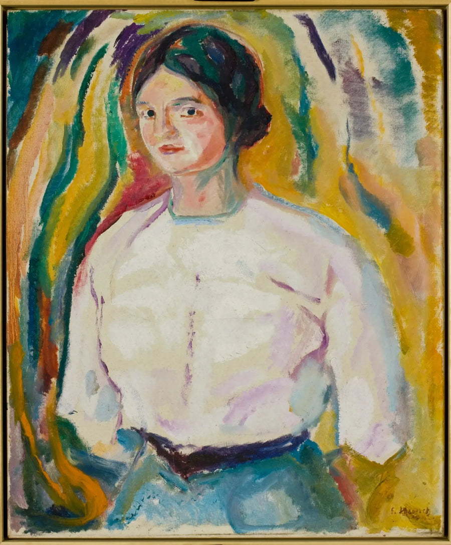 Ingeborg con las manos detrás de la espalda - Edvard Munch