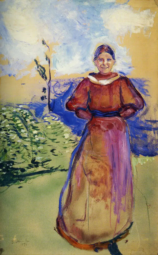 Inger en un vestido rojo - Edvard Munch