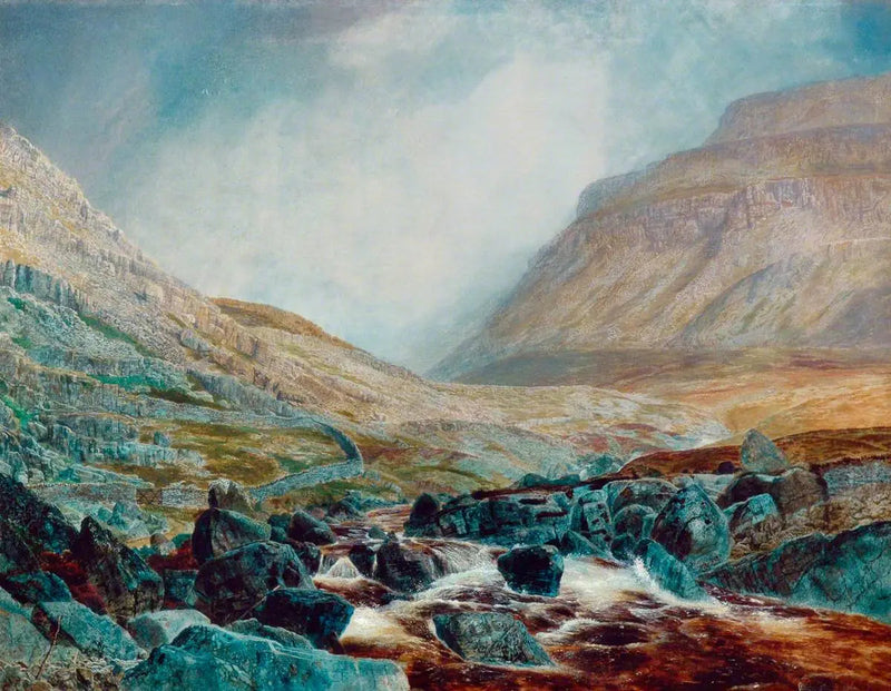 Ingleborough visto desde White Scar, capas de piedra caliza de Yorkshire - John Atkinson Grimshaw