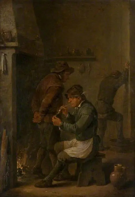 Interior con campesinos frente a un fuego - David Teniers el Joven