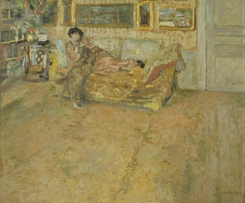 Interior con Madame Hessel y su perro - Édouard Vuillard