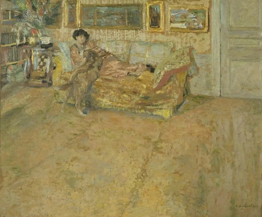 Interior con Madame Hessel y su perro - Édouard Vuillard