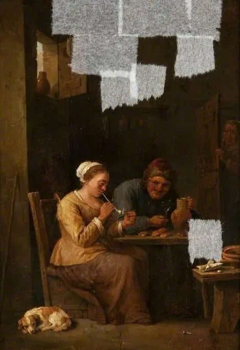 Interior con un hombre y una mujer en una mesa - David Teniers el Joven