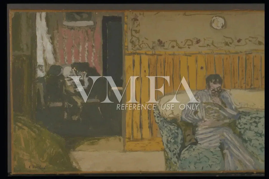 Interior con un hombre leyendo - Édouard Vuillard