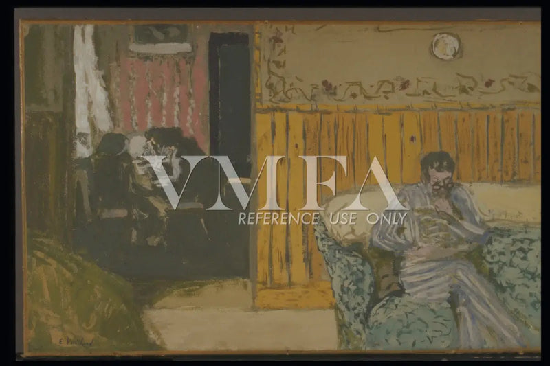 Interior con un hombre leyendo - Édouard Vuillard