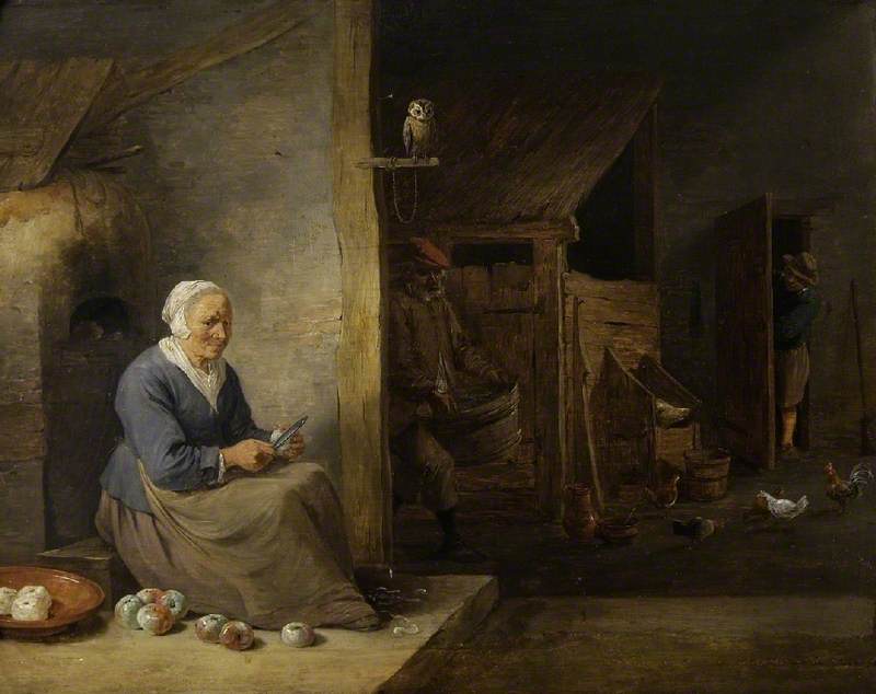 Intérieur avec une vieille femme épluchant des pommes - David Teniers le Jeune - Alpha Reproduction
