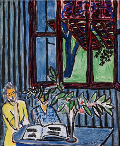 Interior azul con dos jóvenes chicas - Henri Matisse