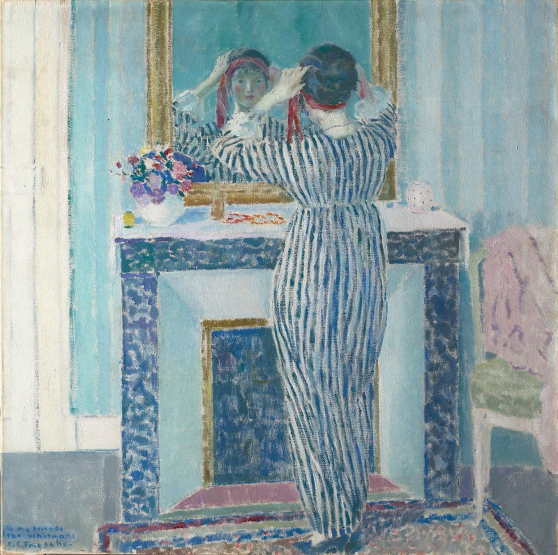 Interior azul : Giverny (La cinta roja) - Frederick Carl Frieseke