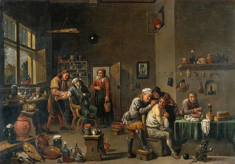 Interior de un gabinete médico con dos operadores - David Teniers el Joven