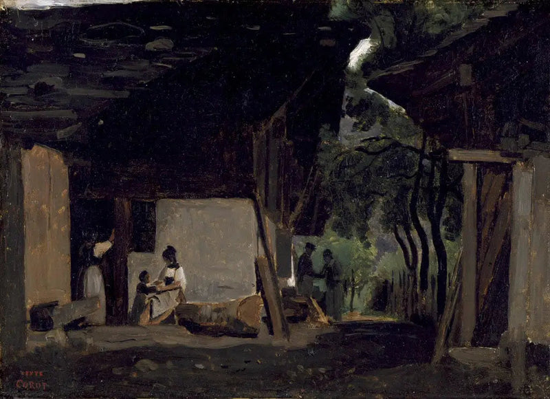 Interior de una cabaña del Oberland bernés - Jean-Baptiste Camille Corot