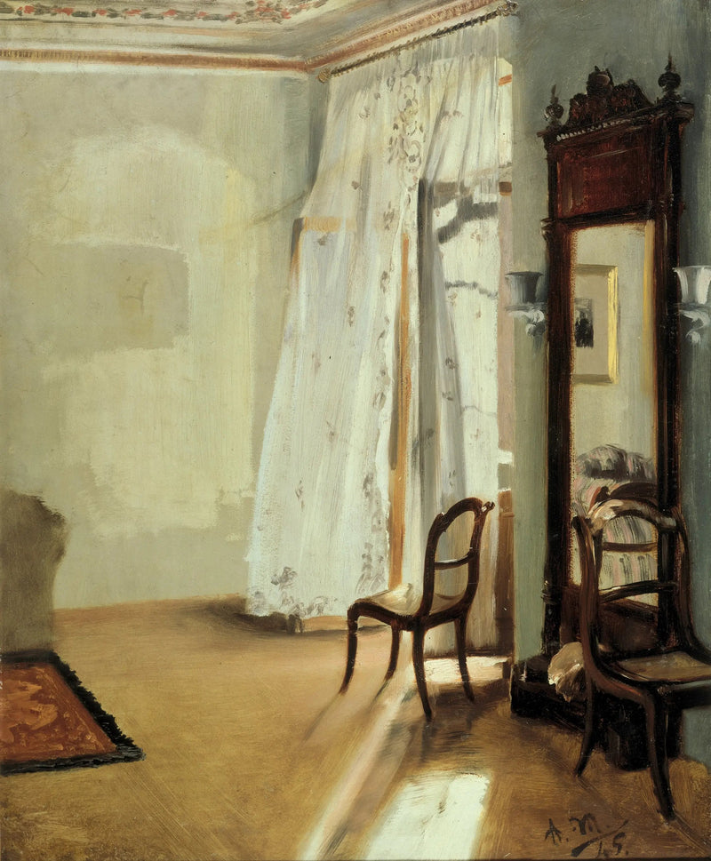 Interior de una habitación con balcón - Adolph von Menzel