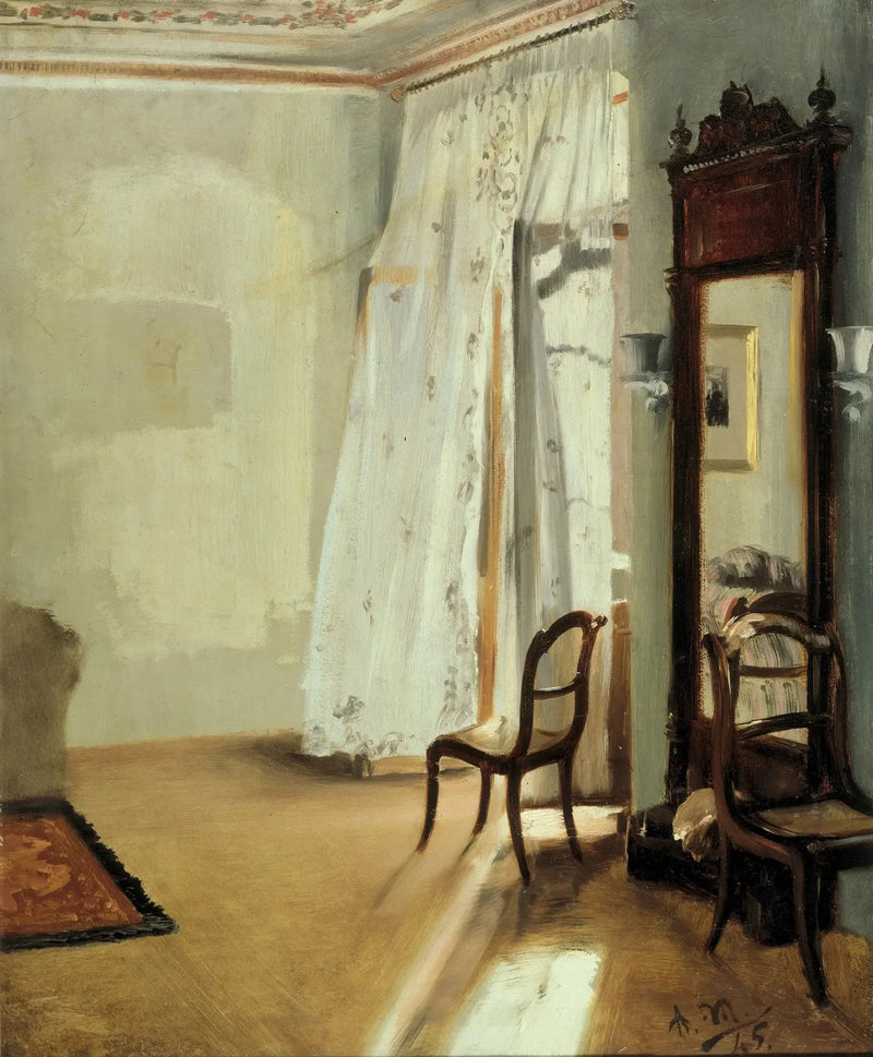 Interior de una habitación con balcón - Adolph von Menzel