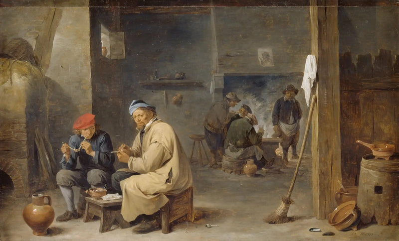Interior de una taberna con campesinos fumadores - David Teniers el Joven