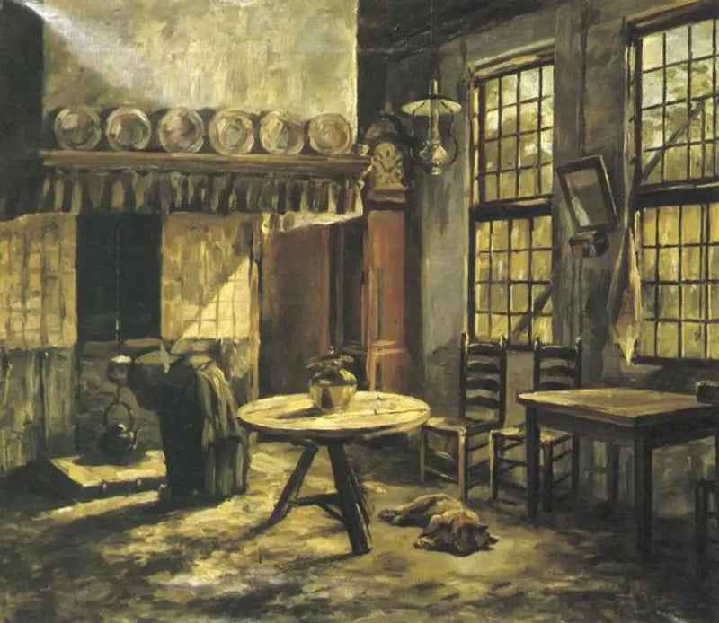 Interior de granja con chimenea en el Achterhoek - Piet Mondrian